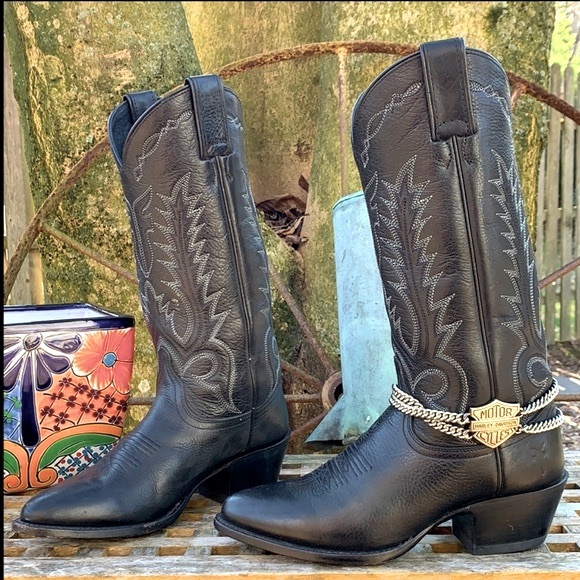 FRYE Near-NEW Black Cowgirl Cowboy Western Boots, Size 6.5 - Picture 3 of 12